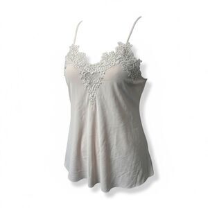 Vtg Dentelle Intimates Lingerie Sleepwear White Embroidery Sequin Lace Size M